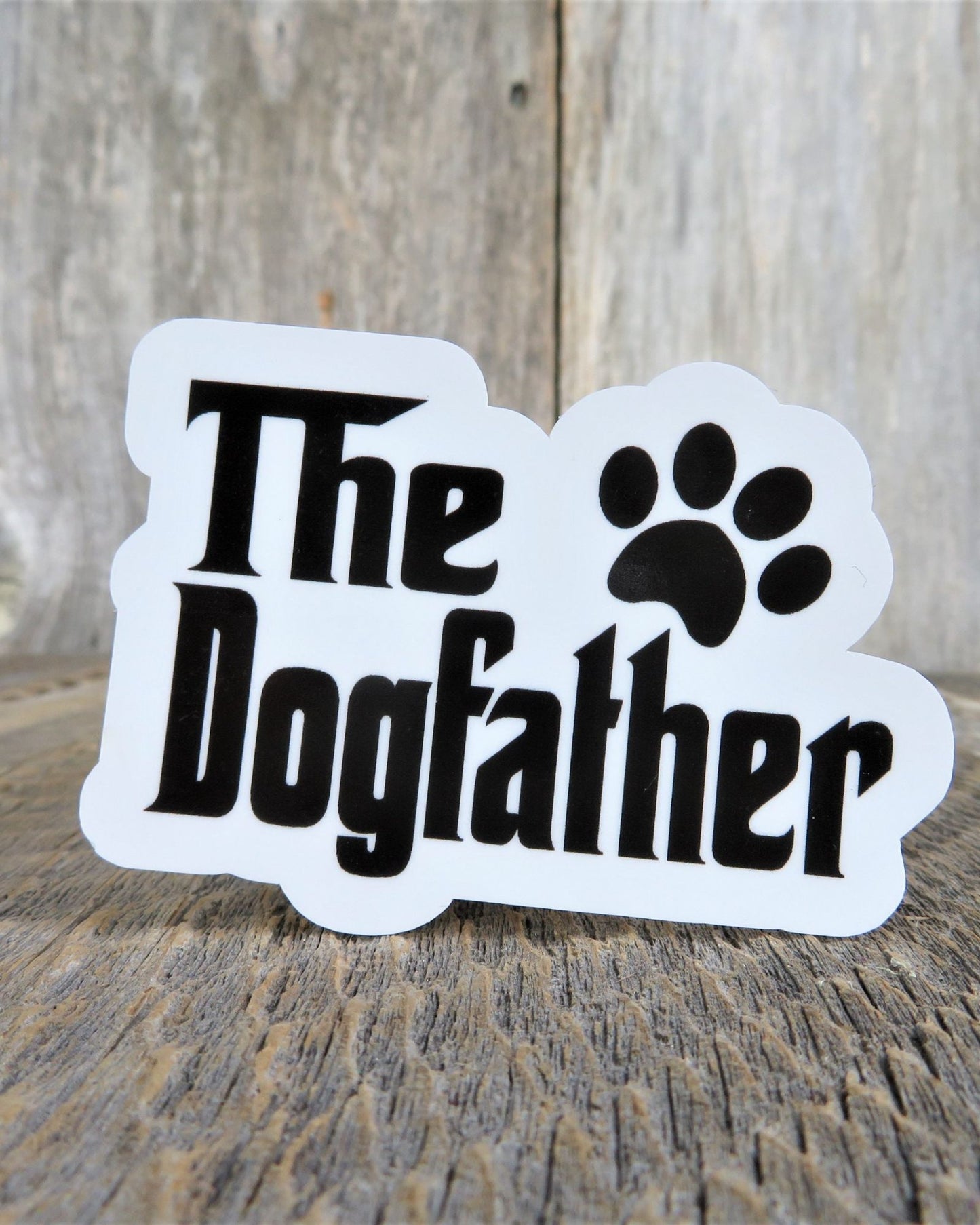 The Dog Father Sticker Waterproof Dog Dad Godfather Lover Paw Print Black White Sticker Water Bottle Laptop