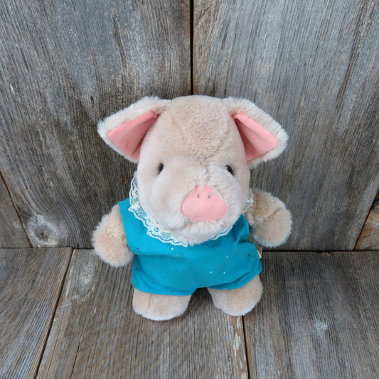 Pig Plush In Blue Jumper Stuffed Animal Applause Standing Dress