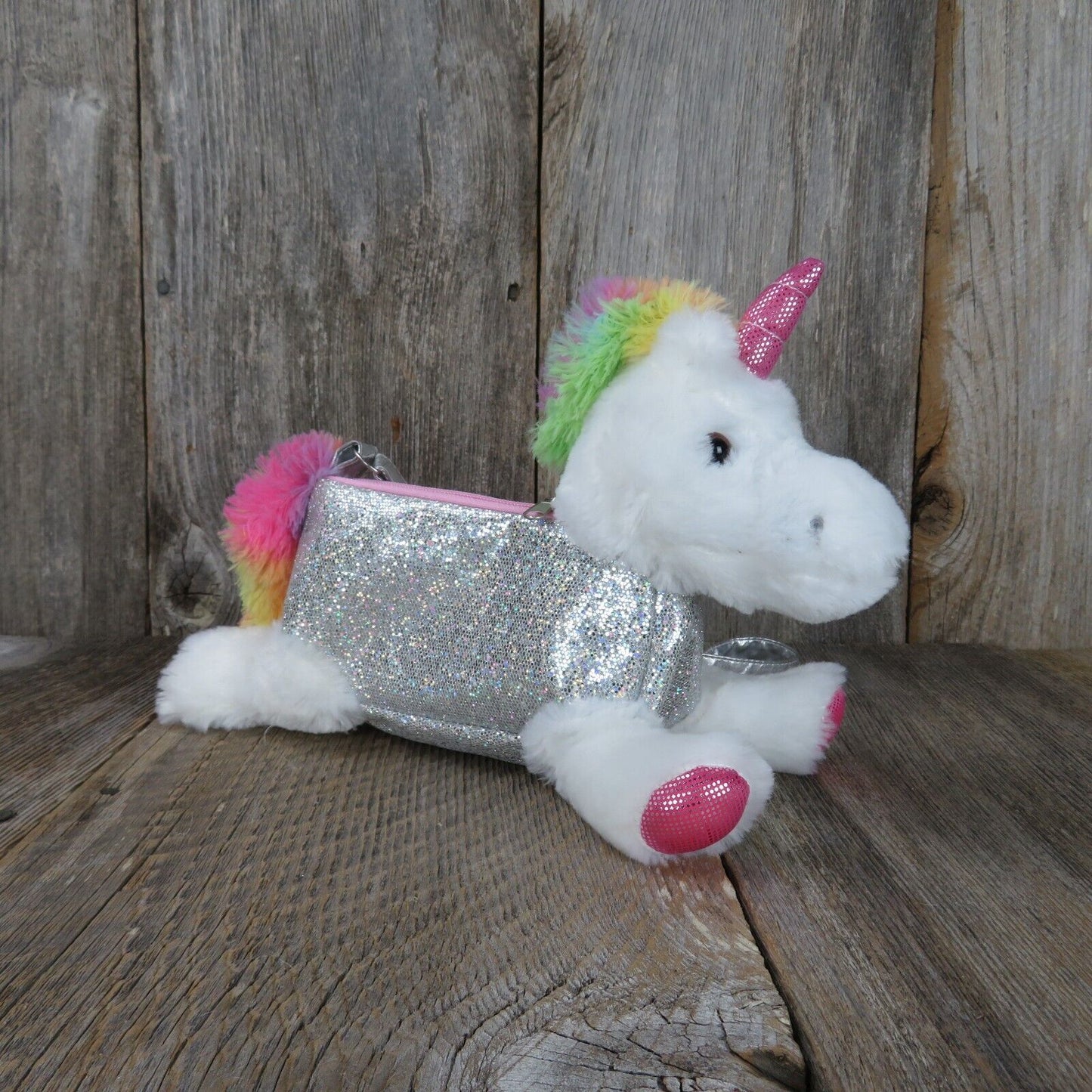 White Unicorn Plush Silver Purse Handbag Pink Stuffed Capelli GMA Accessories