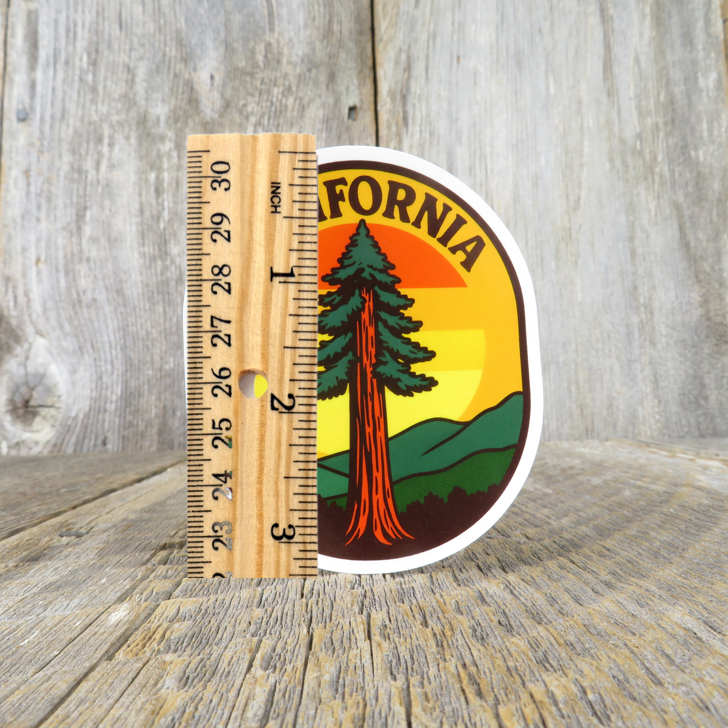 California Single Redwood Tree Sticker Retro Sunset Souvenir Travel Sticker