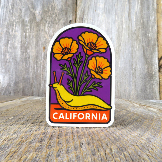 California Poppy Banana Slug Sticker State Flower Travel Souvenir