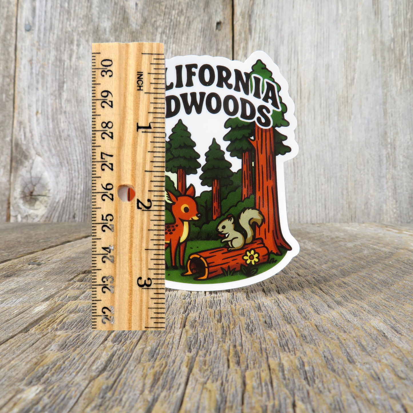 California Sticker Redwood Trees and Animals Deer Squirrel Sticker Souvenir Travel Sticker