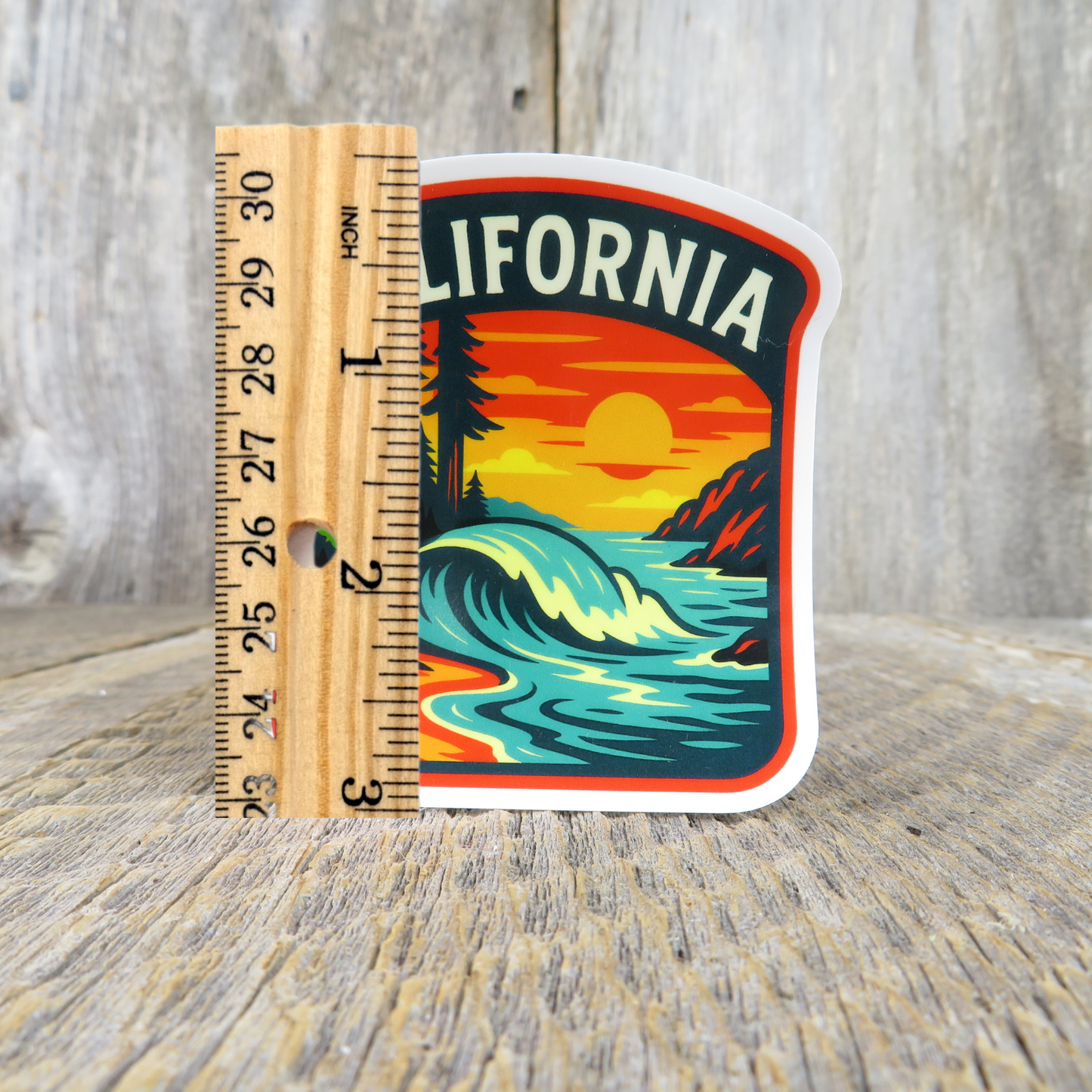 California Coast Redwoods Sticker Retro Ocean Souvenir Travel Sticker