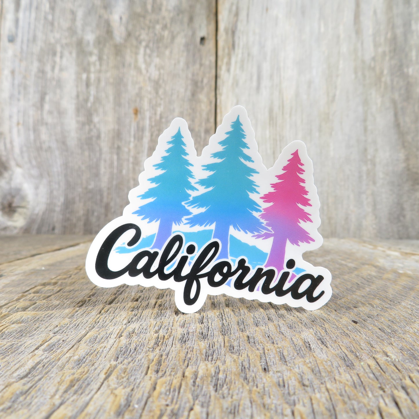California Script and Redwoods Sticker: Pink, Blue, Green Souvenir California - At Grandma's Table