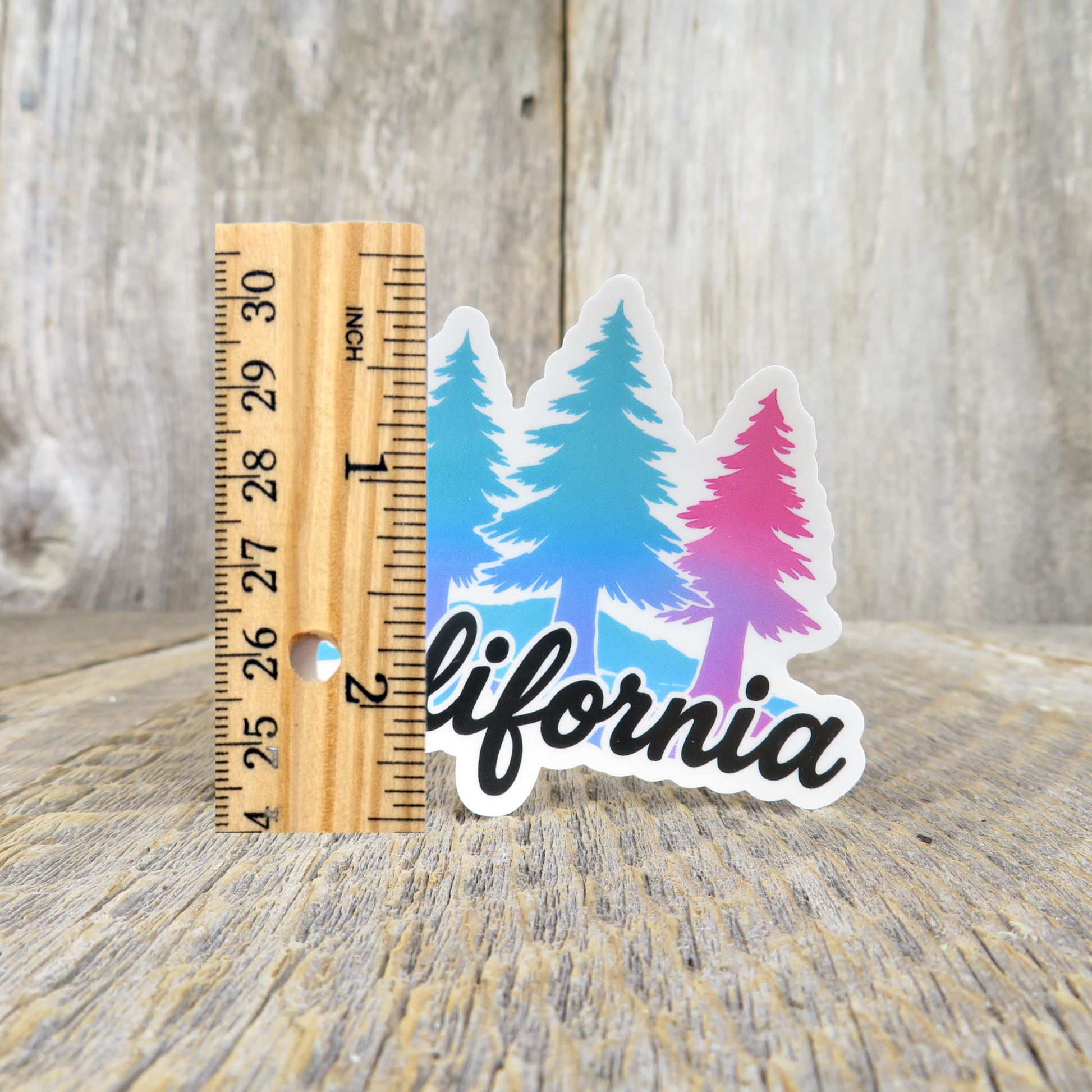 California Script and Redwoods Sticker: Pink, Blue, Green Souvenir California - At Grandma's Table