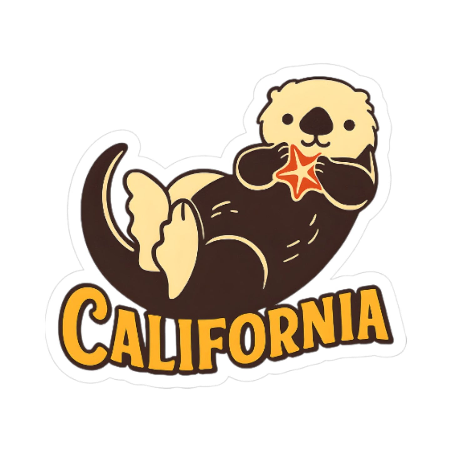 California Sea Otter with Starfish Sticker Souvenir Travel Sticker