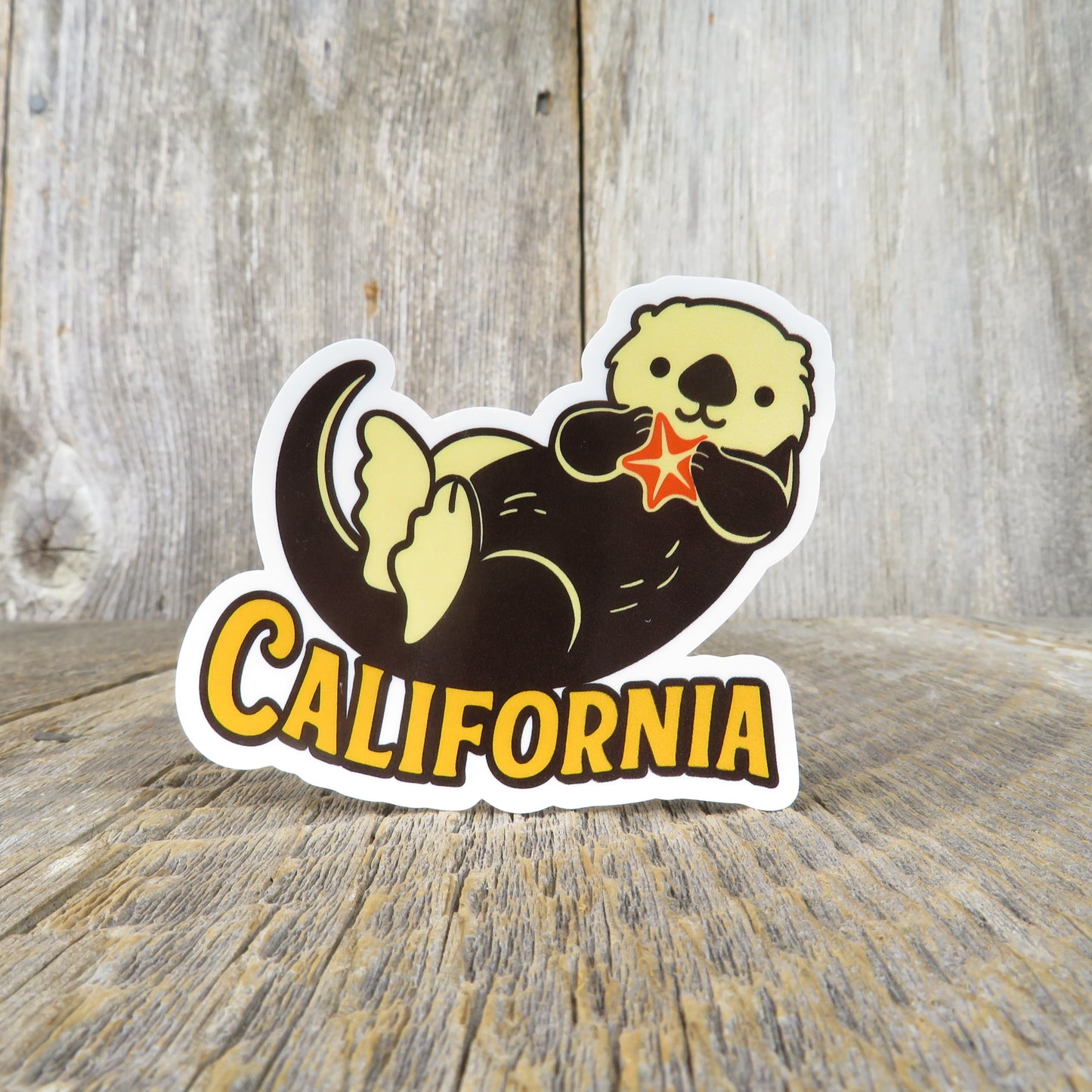 California Sea Otter with Starfish Sticker Souvenir Travel Sticker