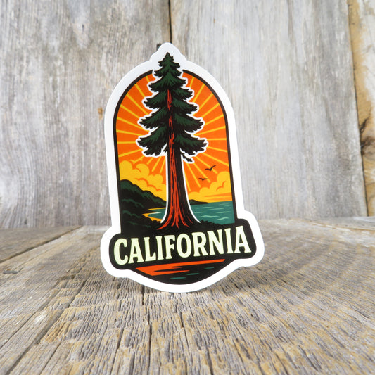 Redwood Tree California Sticker Sunburst Coast Souvenir Sticker