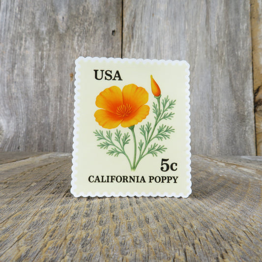 California Poppy Vintage Stamp Sticker State Flower Travel Souvenir