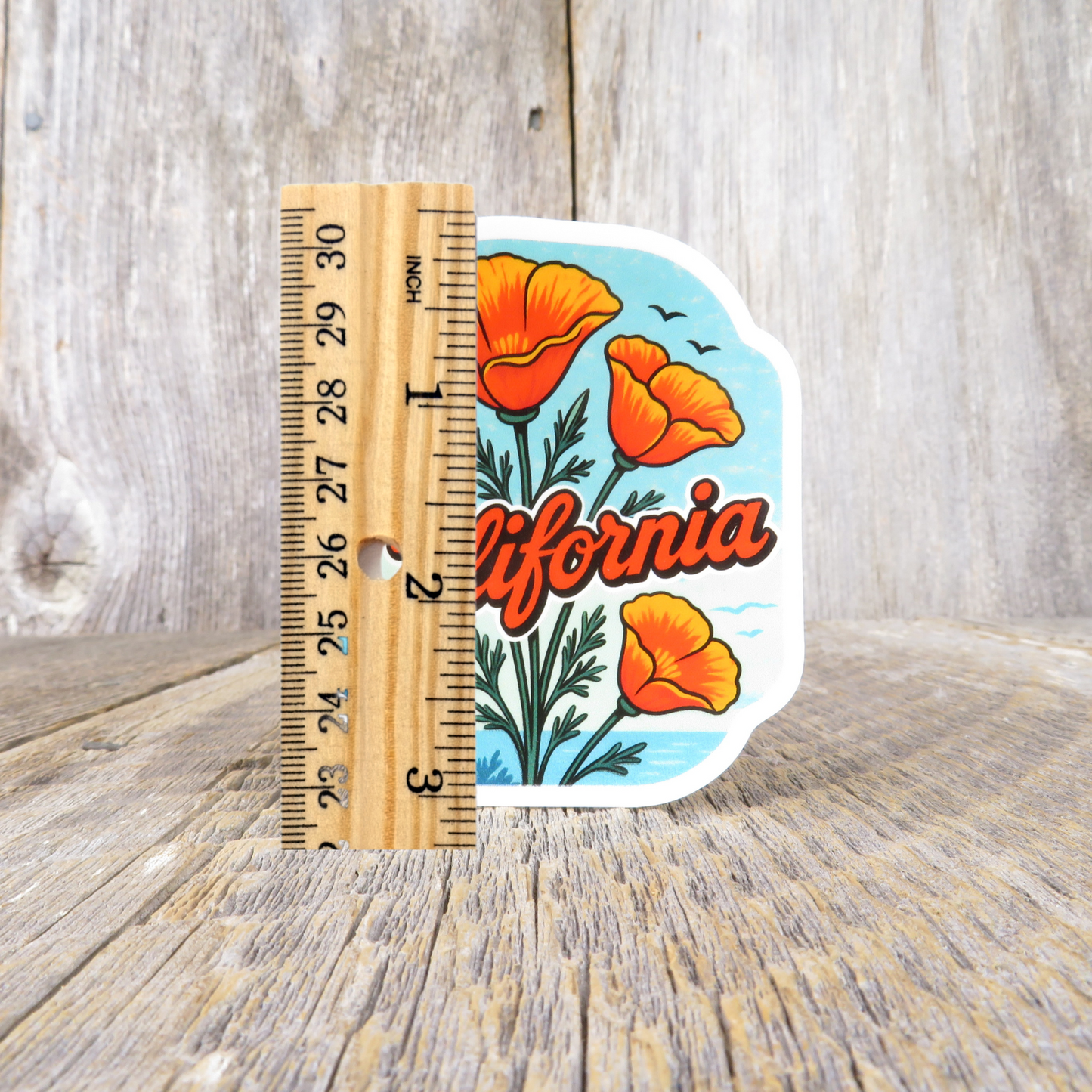 California Poppies Sticker Bouquet State Flower Teal Travel Souvenir