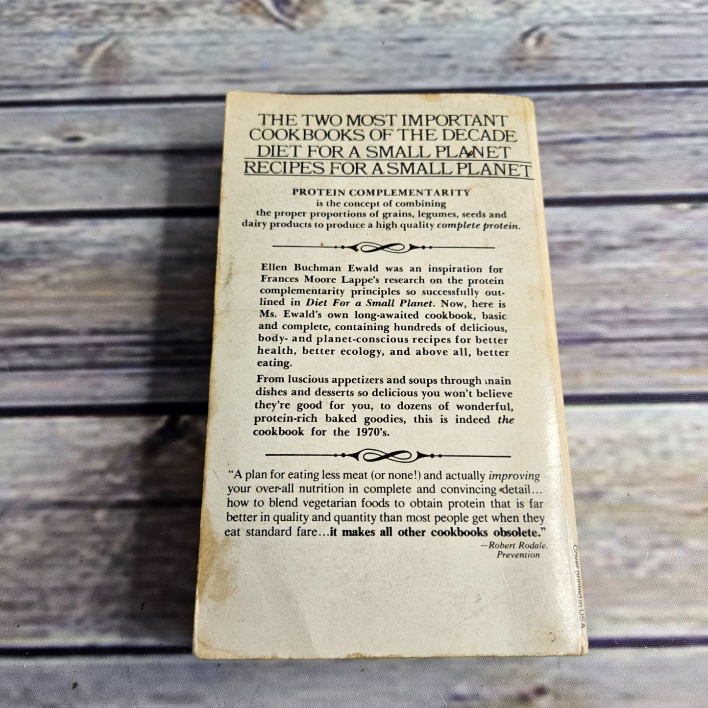 Vintage Cookbook Recipes for a Small Planet High Protein Meatless Cooking 1977 Vegetarian Paperback 14th Printing