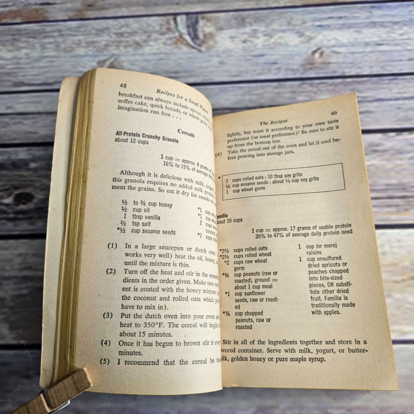 Vintage Cookbook Recipes for a Small Planet High Protein Meatless Cooking 1977 Vegetarian Paperback 14th Printing