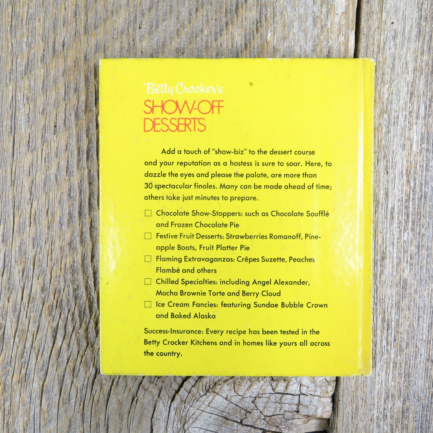 Vintage Betty Crocker Show Off Desserts Cookbook Hardcover 1970