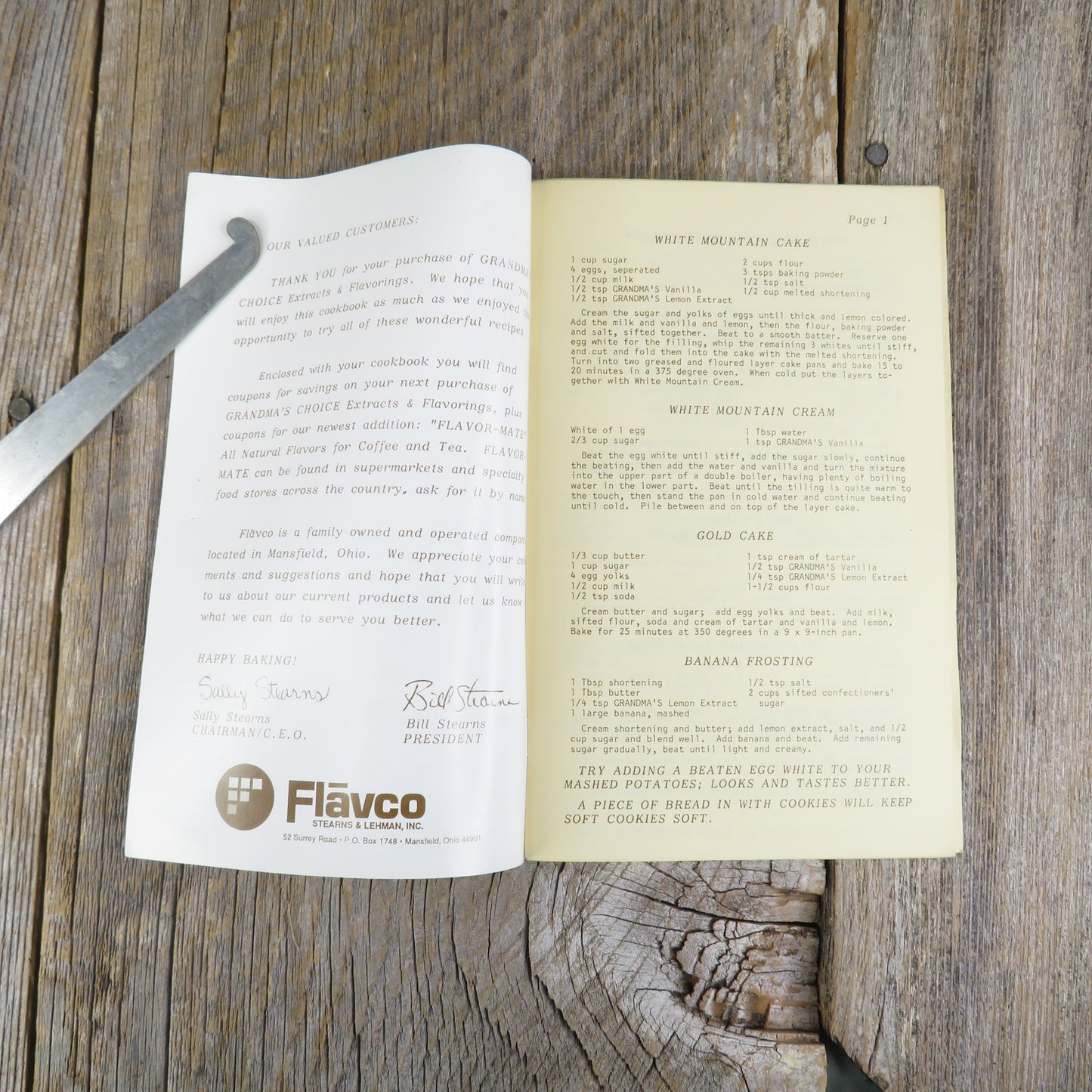 Vintage Grandma's Choice Extract Cookbook Flavco Favorite Old Fashioned Recipes Pamplet Paperback