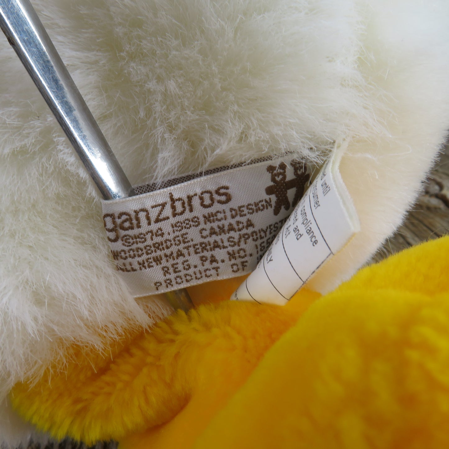 Vintage Ganzbros White Duck Plush Floppy Lying Bird Stuffed Animal Easter Heritage Collection 1989