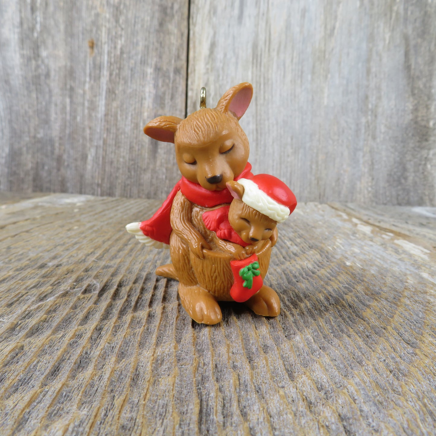 Vintage Kangaroo Mom and Baby Christmas Ornament By Avon