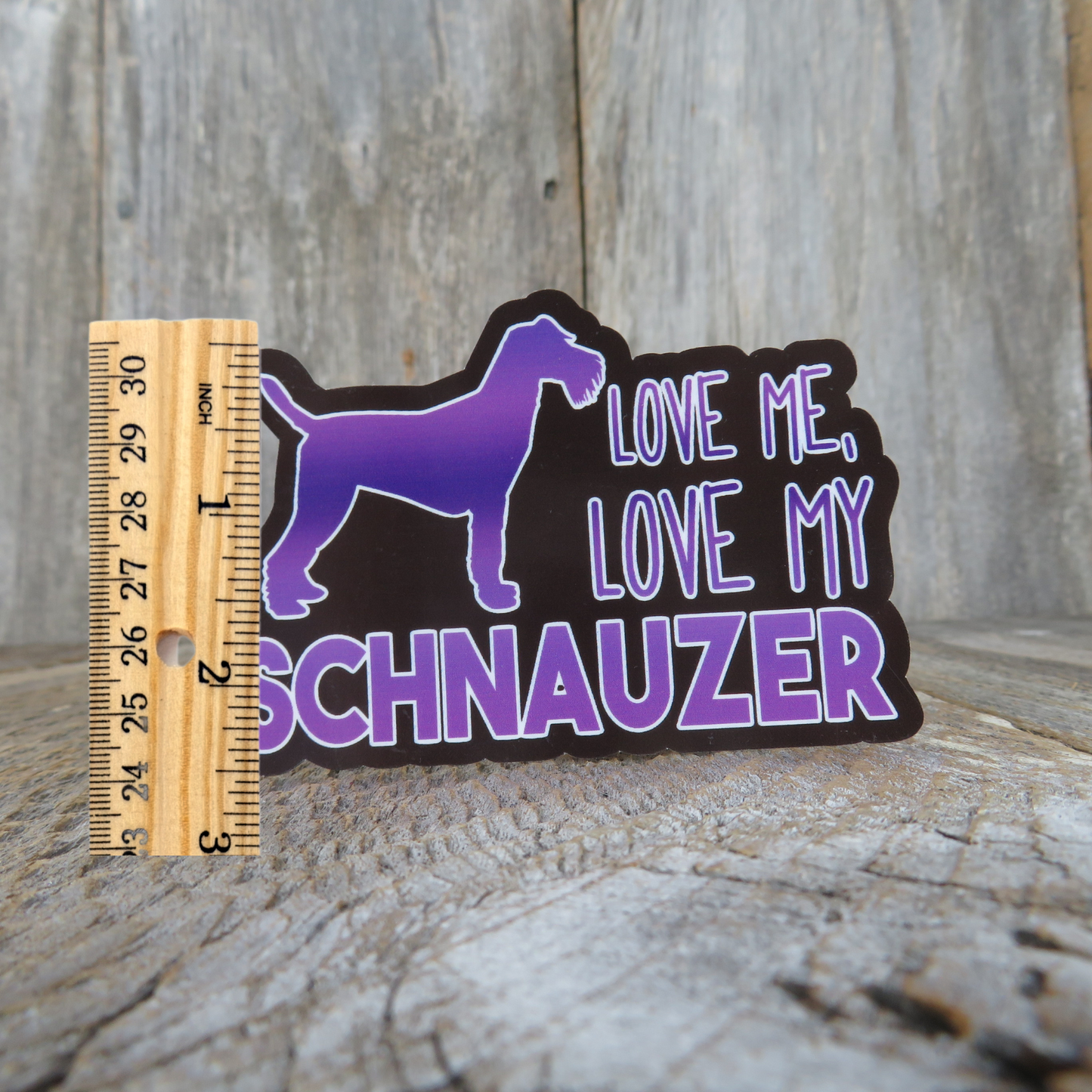 Love Me, Love my Schnauzer Sticker Funny Dog Lover Schnauzer Mom Purple