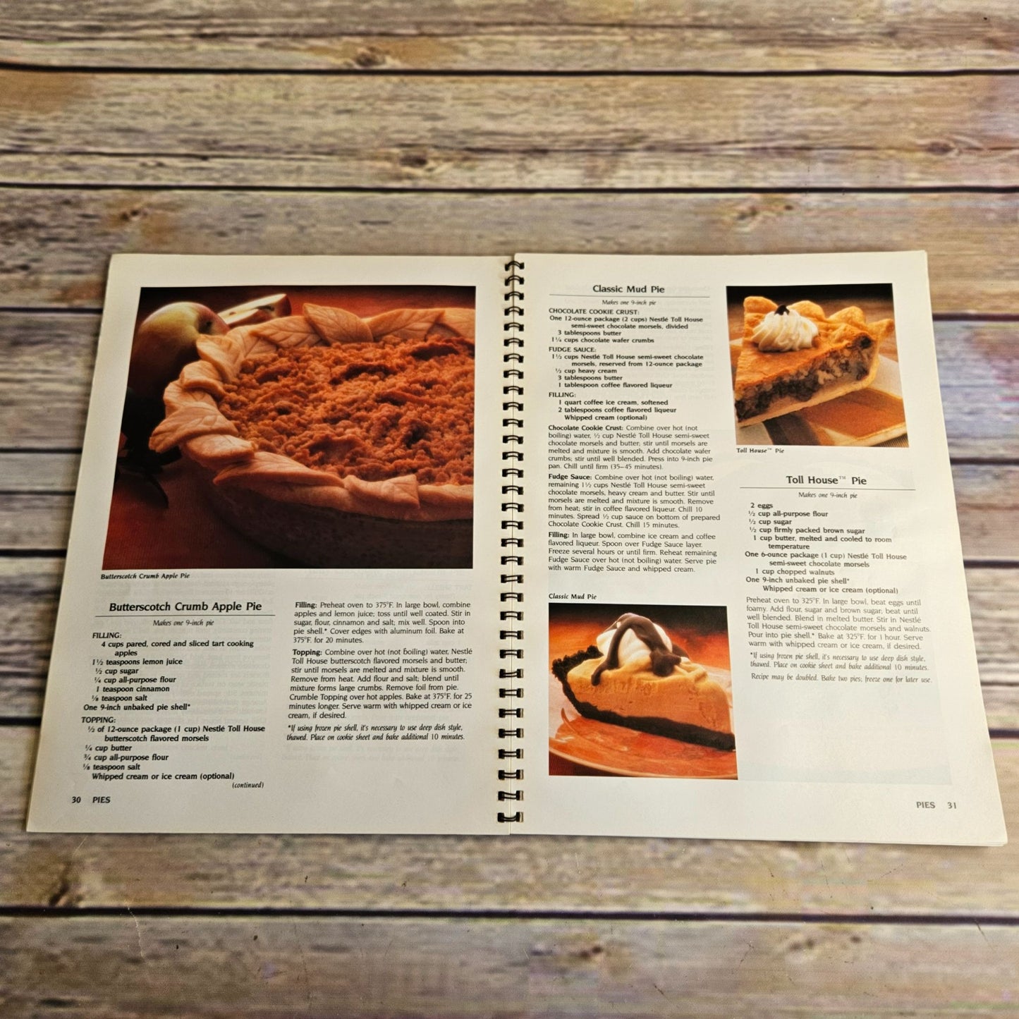 Vintage Cookbook Nestle Recipe Collection Toll House 1987 Cookies Pies Cakes Spiral Bound Paperback
