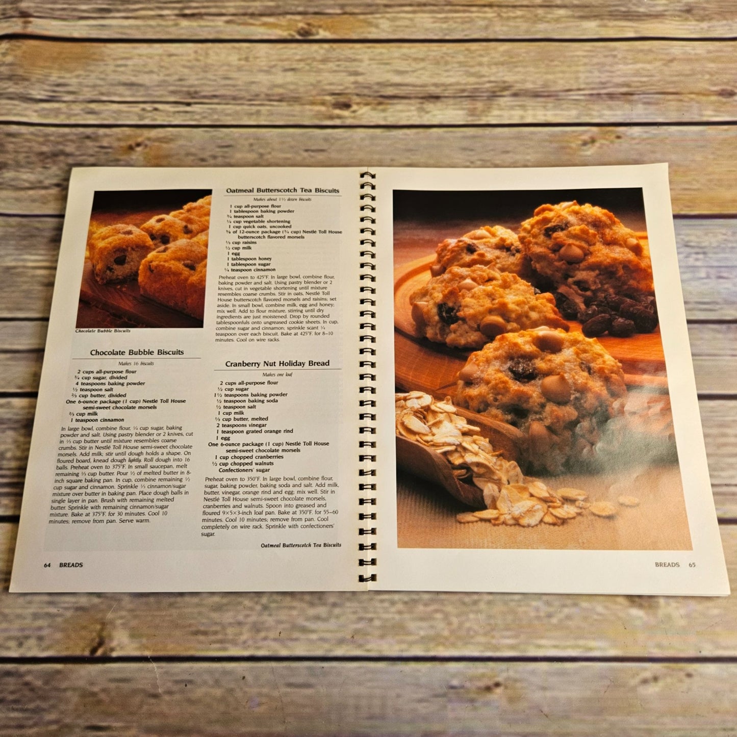 Vintage Cookbook Nestle Recipe Collection Toll House 1987 Cookies Pies Cakes Spiral Bound Paperback