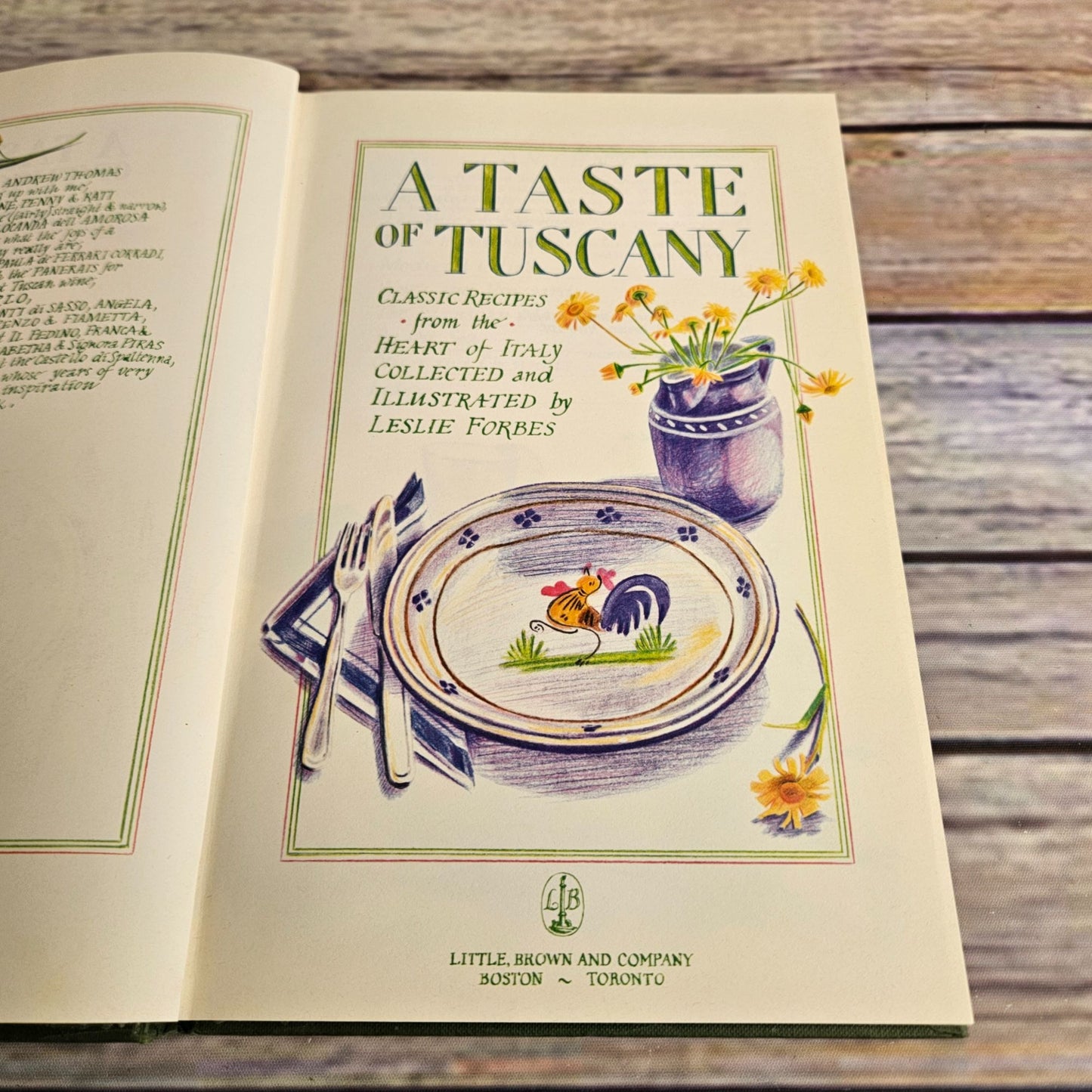 Vintage Italian Cooking Cookbook A Taste of Tuscany Leslie Forbes 1985 Hardcover Recipes NO Dust Jacket - At Grandma's Table
