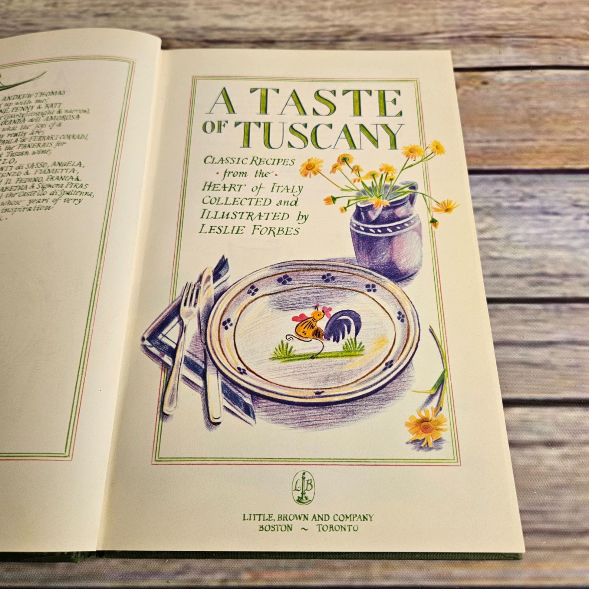 Vintage Italian Cooking Cookbook A Taste of Tuscany Leslie Forbes 1985 Hardcover Recipes NO Dust Jacket - At Grandma's Table