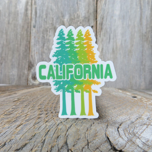 California Sticker Redwood Tree Souvenir Travel Green Yellow