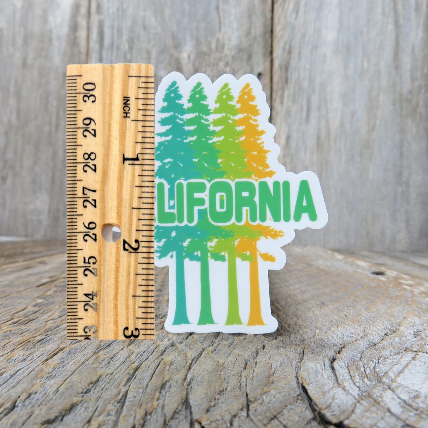 California Sticker Redwood Tree Souvenir Travel Green Yellow