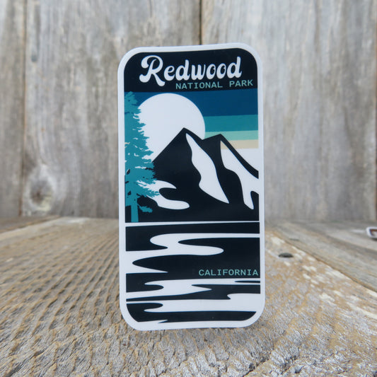 Redwood National Park Sticker California Blue Teal Retro Mountains Sunset Souvenir Sticker