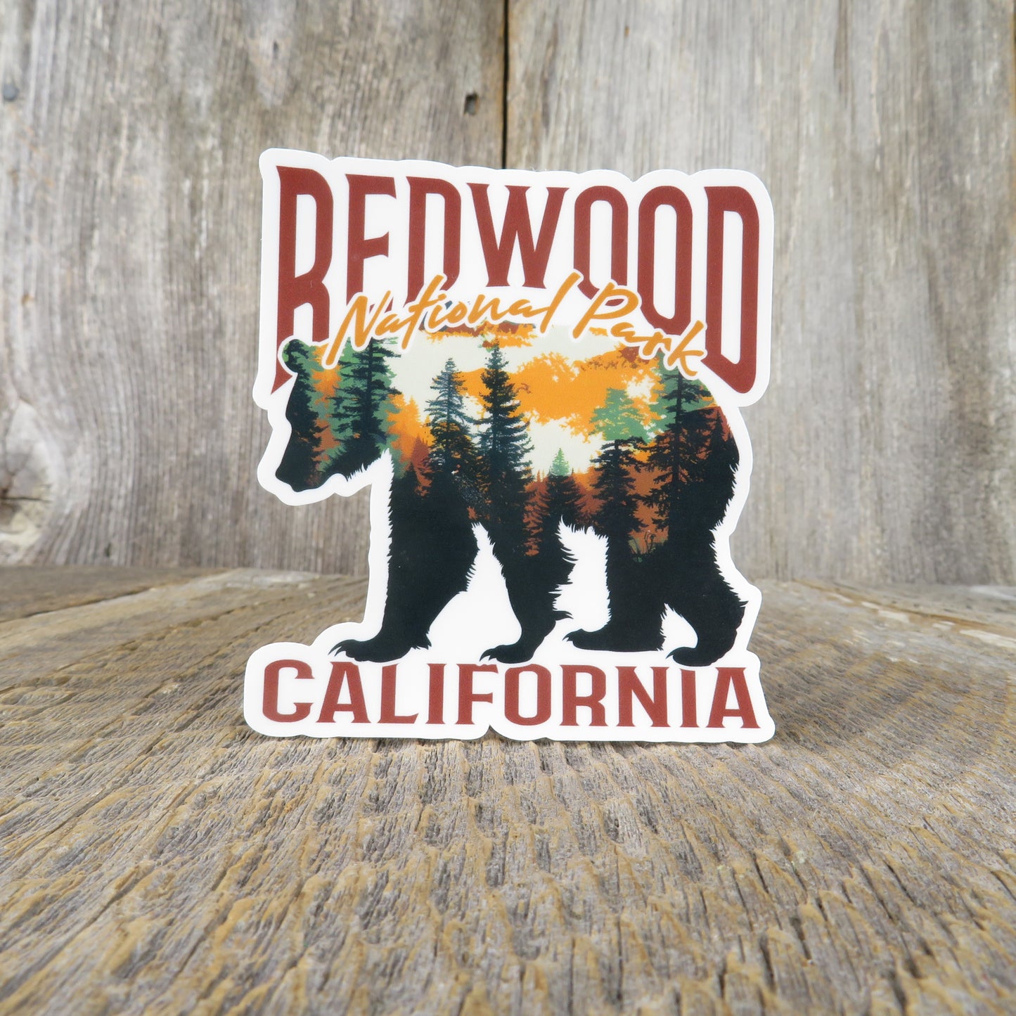 Redwood National Park Sticker California Bear Silhouette with Trees Souvenir