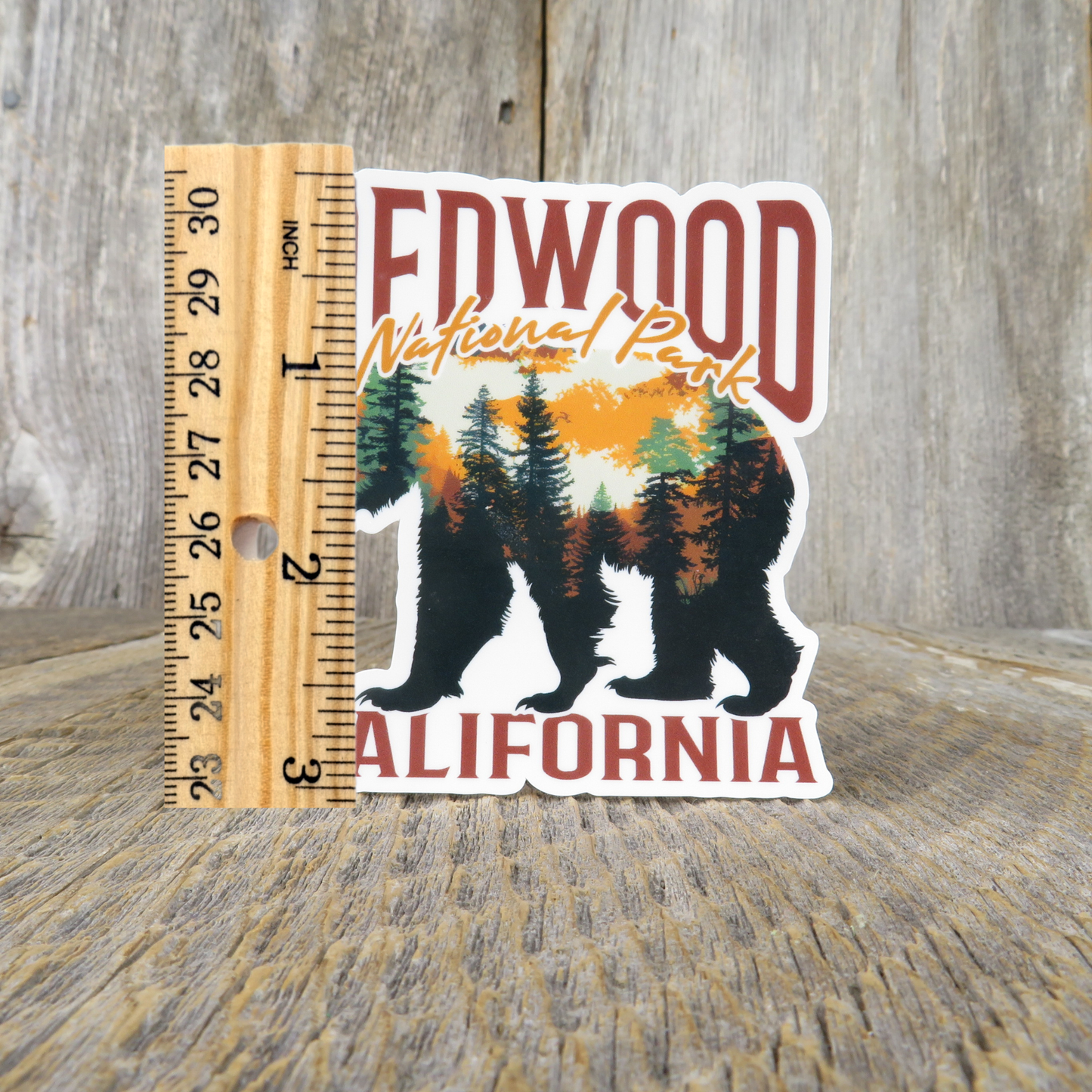 Redwood National Park Sticker California Bear Silhouette with Trees Souvenir