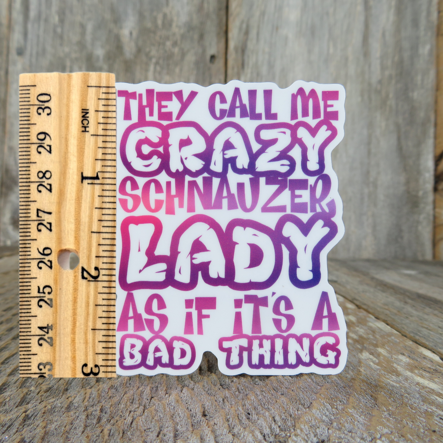 Crazy Schnauzer Lady Sticker Funny Dog Lover Schnauzer Mom Purple