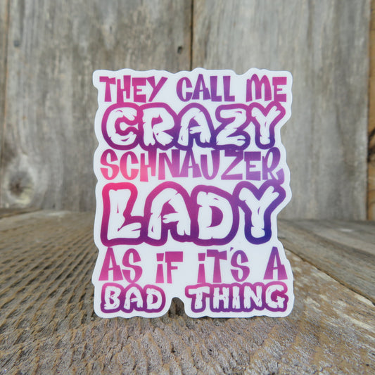 Crazy Schnauzer Lady Sticker Funny Dog Lover Schnauzer Mom Purple