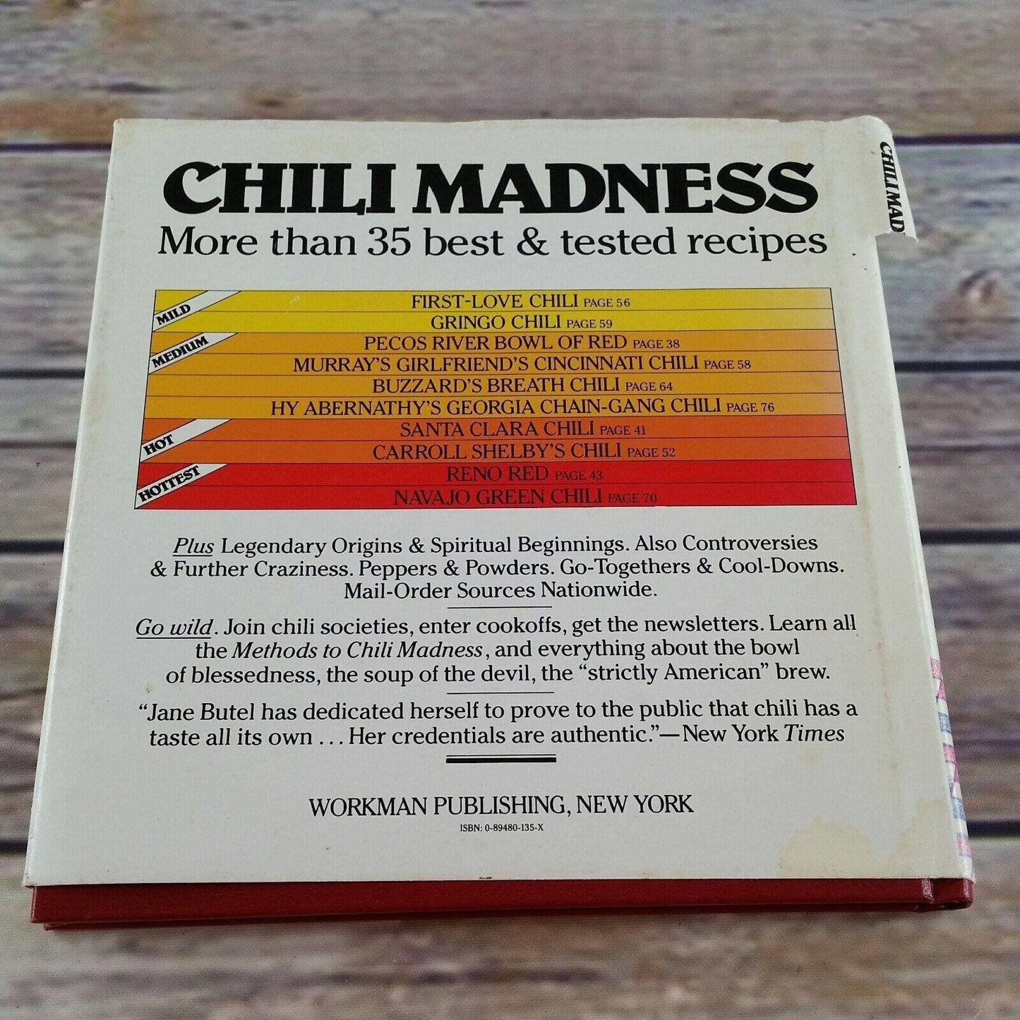 Vintage Chili Madness Cookbook A Passionate Cookbook Jane Butel 1980 Hardcover Workman Publishing