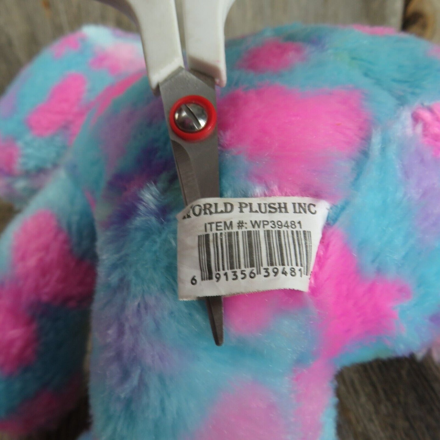 Blue Unicorn Stuffed Animal World Plush Pink Flowers Purple Feet Sewn Eyes