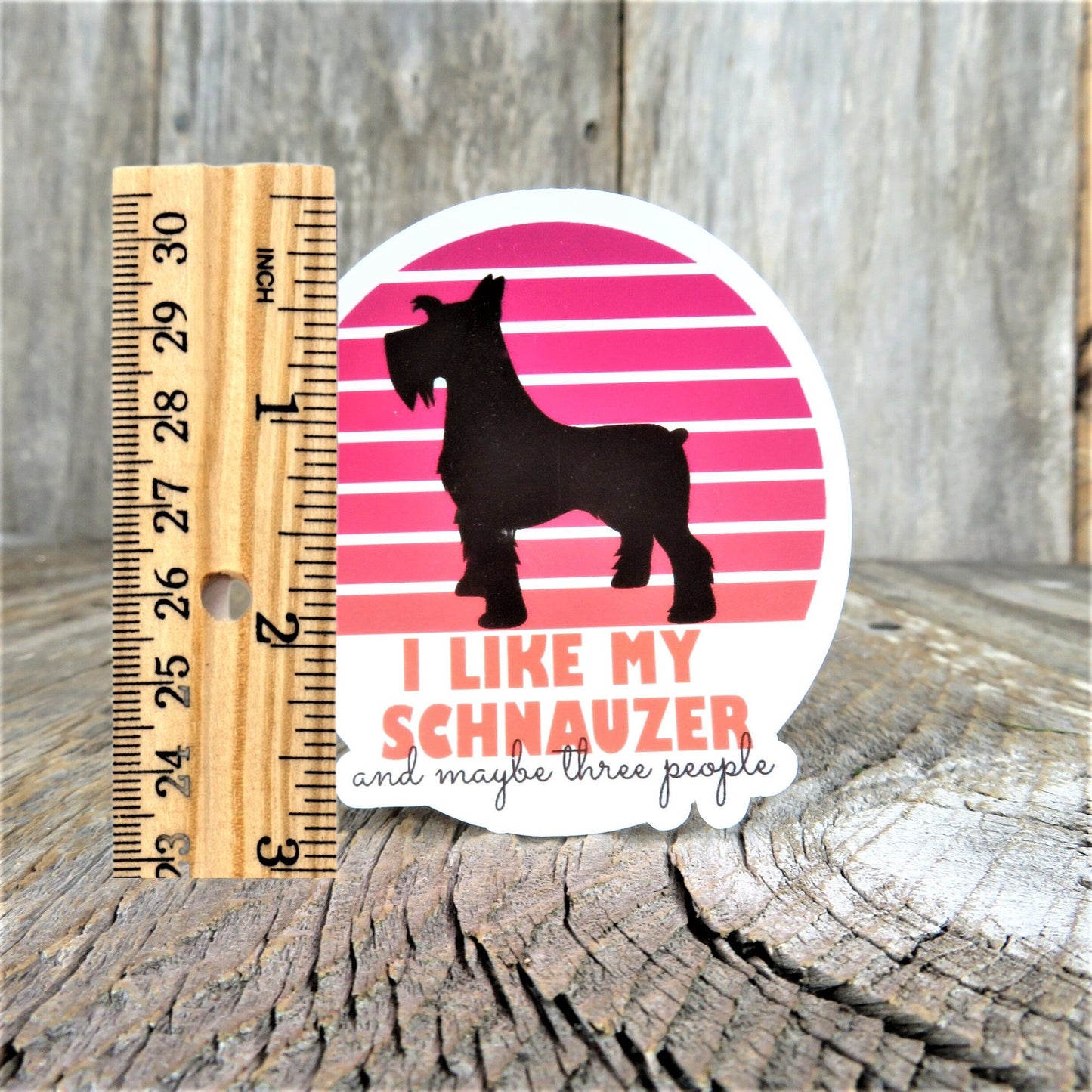 I Like Schnauzers Sticker Sarcastic Dog Lover Funny Anti-social Retro Sunset Pink Orange