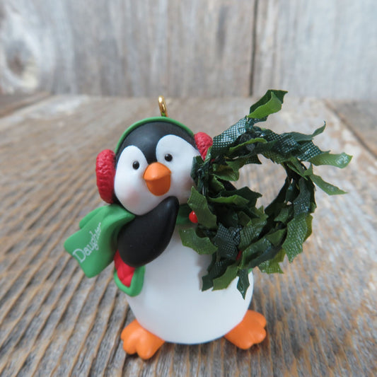 Daughter Penguin Ornament 2003 Hallmark Christmas Holly Wreath