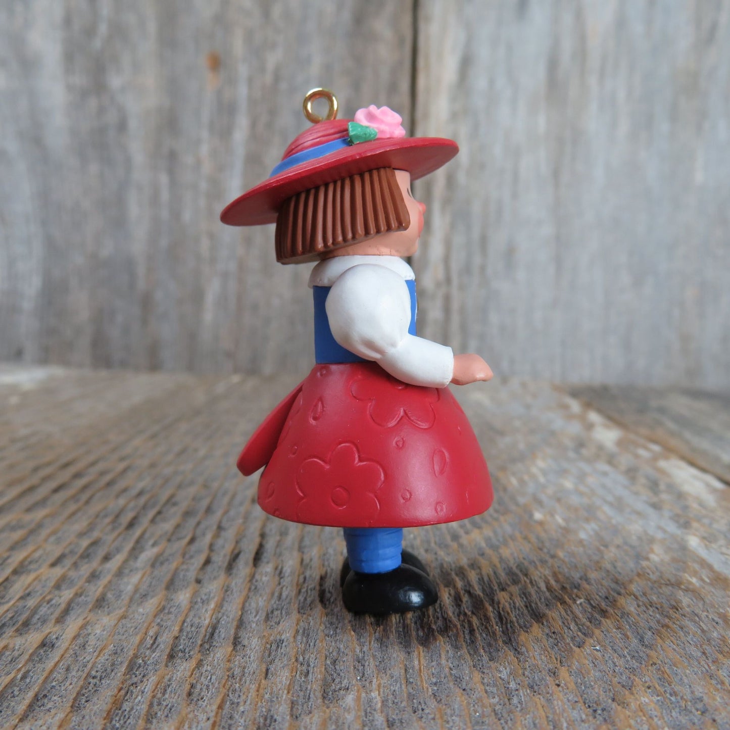 Daughter Nutcracker Ornament 1998 Hallmark Christmas Girl in Red Blue Dress and Hat