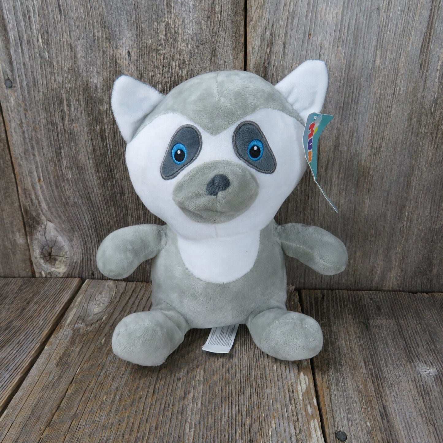 Raccoon Plush Munelocos Stuffed Animal Alvaco Enterprises Sewn Eyes Gray White