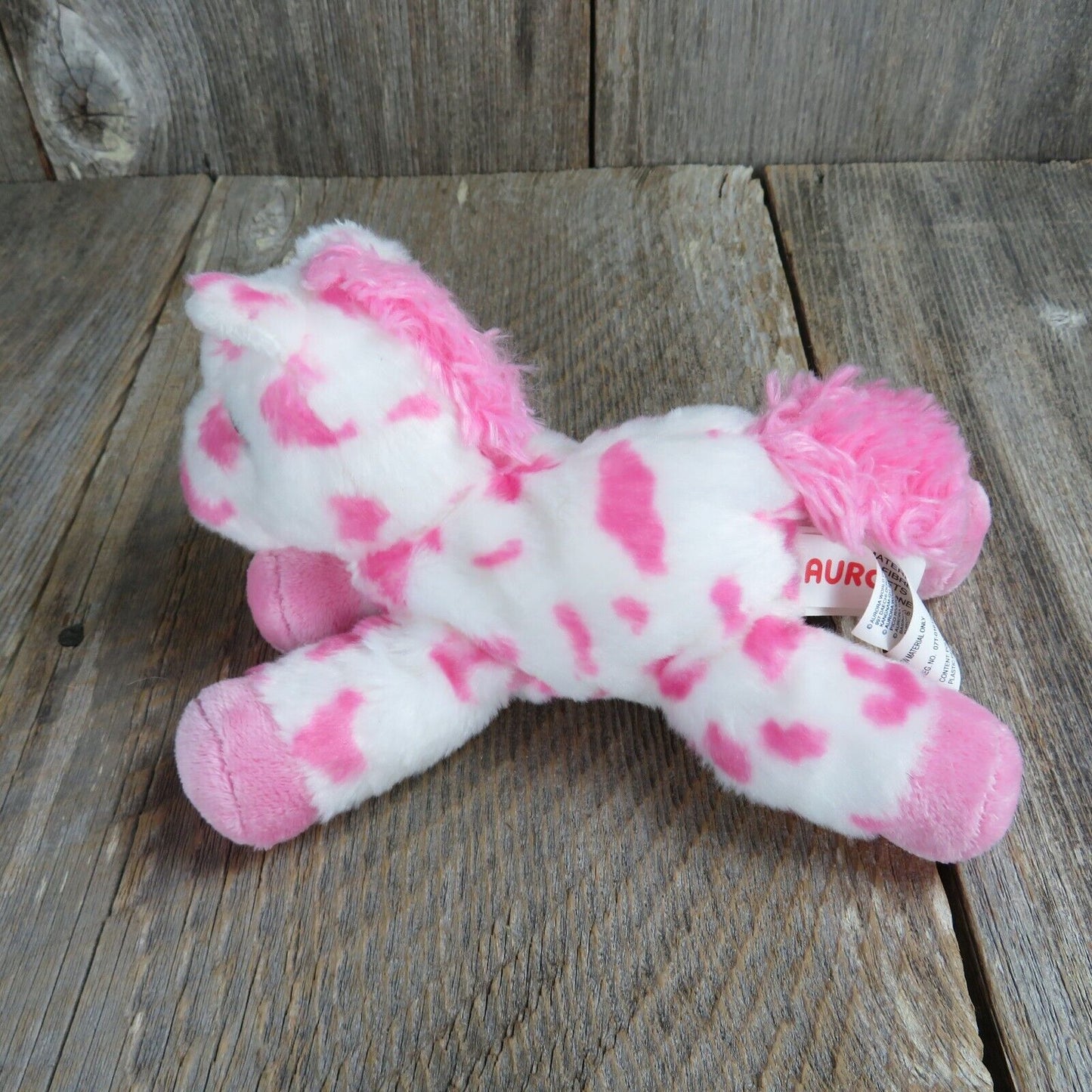 Aurora World Plush Mini Flopsie LADY  Pink White Spotted Horse Stuffed Animal