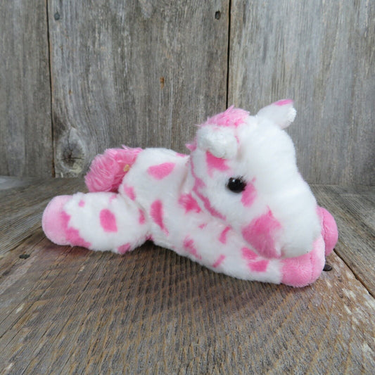 Aurora World Plush Mini Flopsie LADY  Pink White Spotted Horse Stuffed Animal