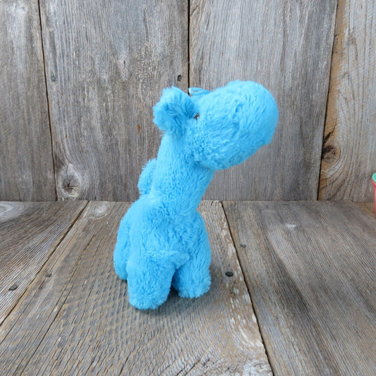 Blue Furry Giraffe Stuffed Animal Caravan Soft Toys Plush Sewn Eyes Fuzzy