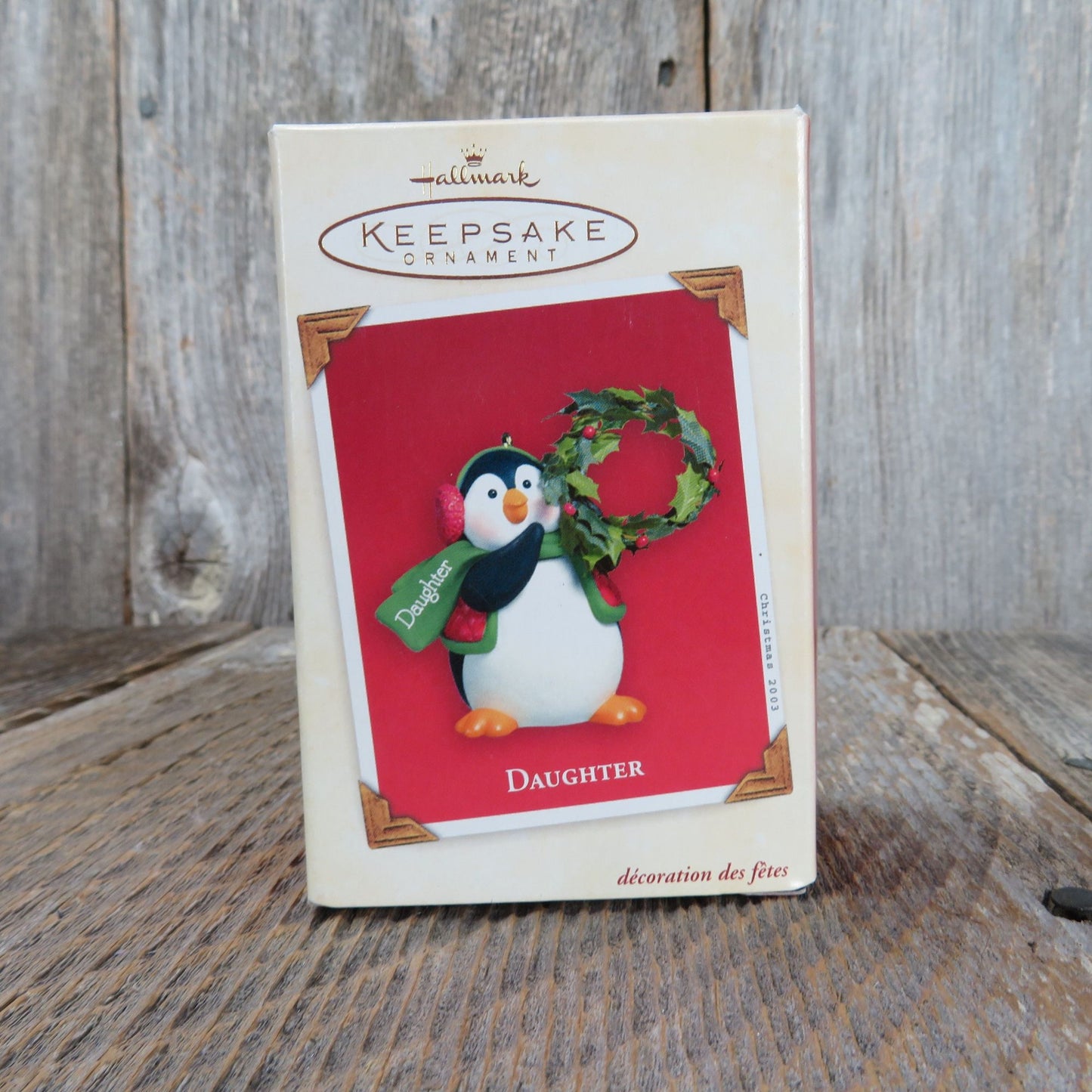 Daughter Penguin Ornament 2003 Hallmark Christmas Holly Wreath