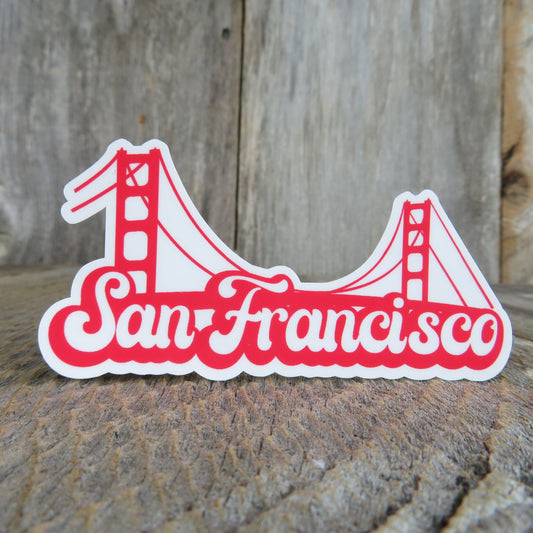 San Francisco Red Golden Gate Bridge Sticker California Souvenir Retro Bubble Letters