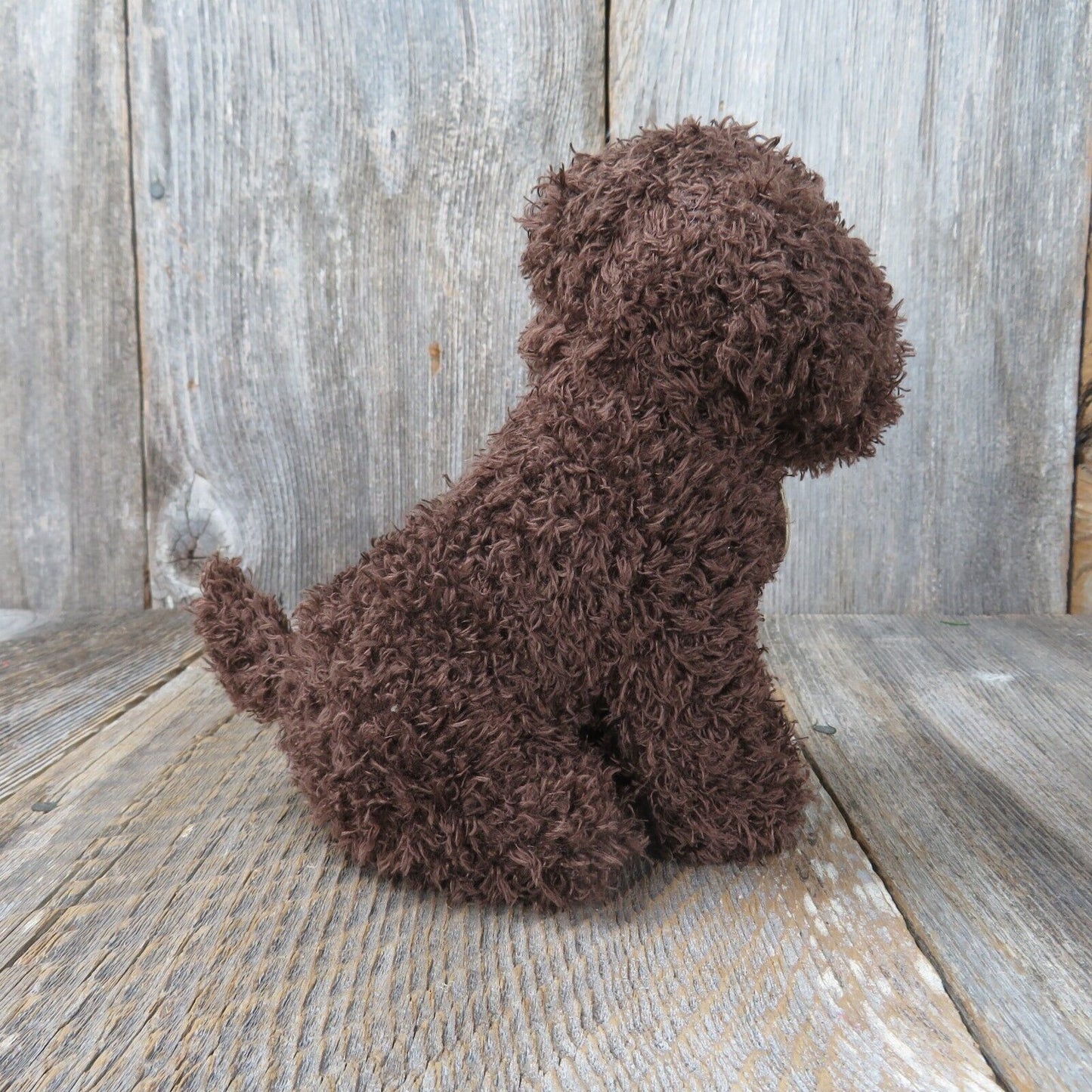 Curly Brown Dog Plush Soft Toy Love Pet Puppy Stuffed Animal Tag Plastic Nose
