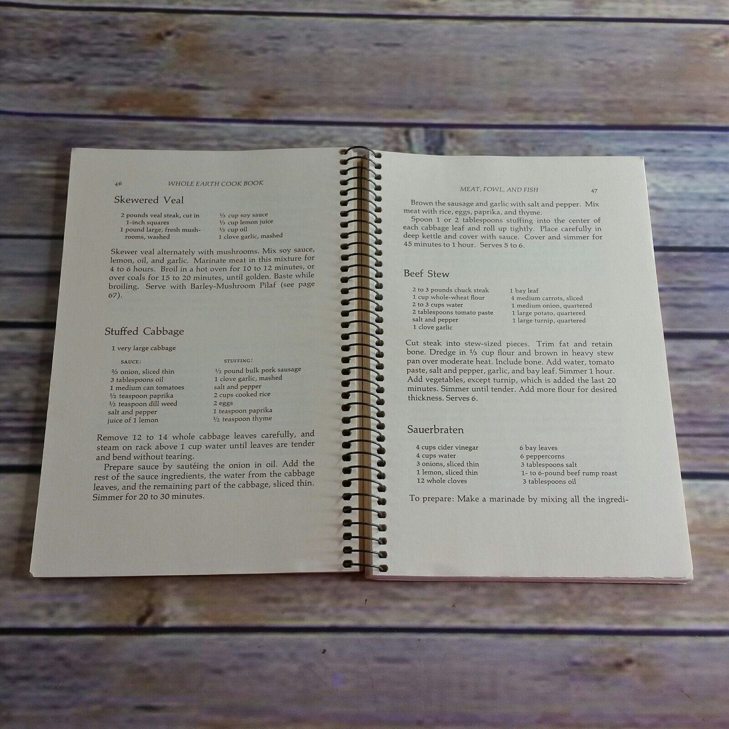 Vintage Cookbook Whole Earth Cook Book 1972 Natural Cooking Spiral Bound Sharon Cadwallader Judi Ohr Santa Cruz Natural Foods Restaurant