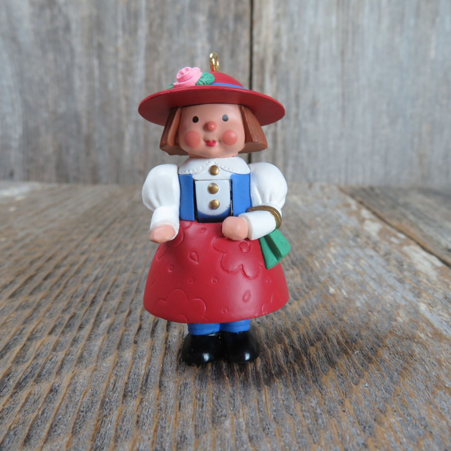 Daughter Nutcracker Ornament 1998 Hallmark Christmas Girl in Red Blue Dress and Hat