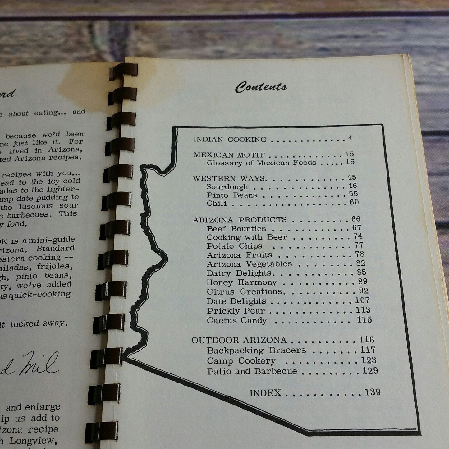 Vintage Cookbook Arizona Recipes 1978 Indian Mexican Western Backpacking Camping Patio Barbecue Spiral Bound Paperback