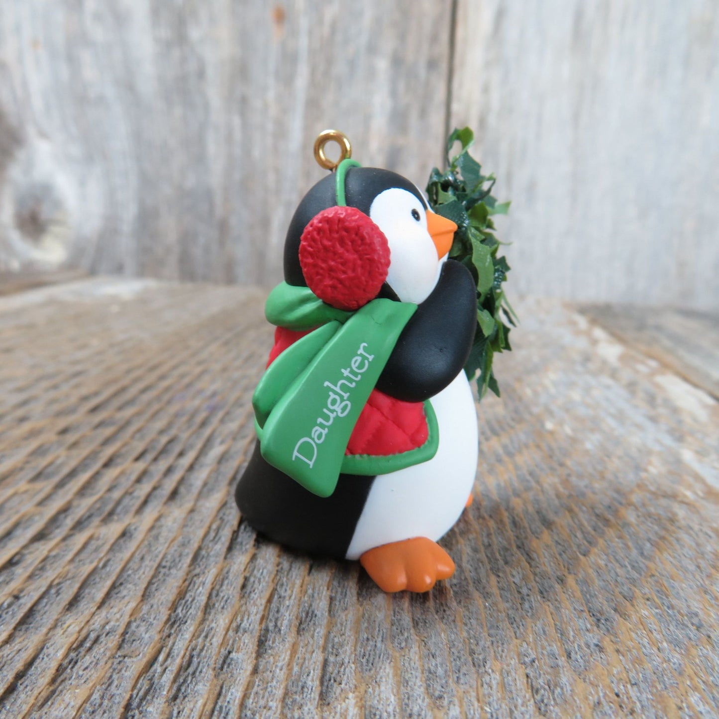 Daughter Penguin Ornament 2003 Hallmark Christmas Holly Wreath