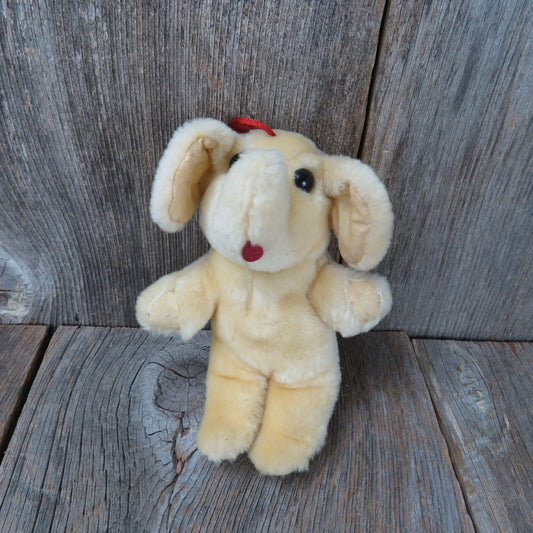 Vintage Elephant Plush Yellow Standing Nanco Hanging Red Mouth Stuffed Animal