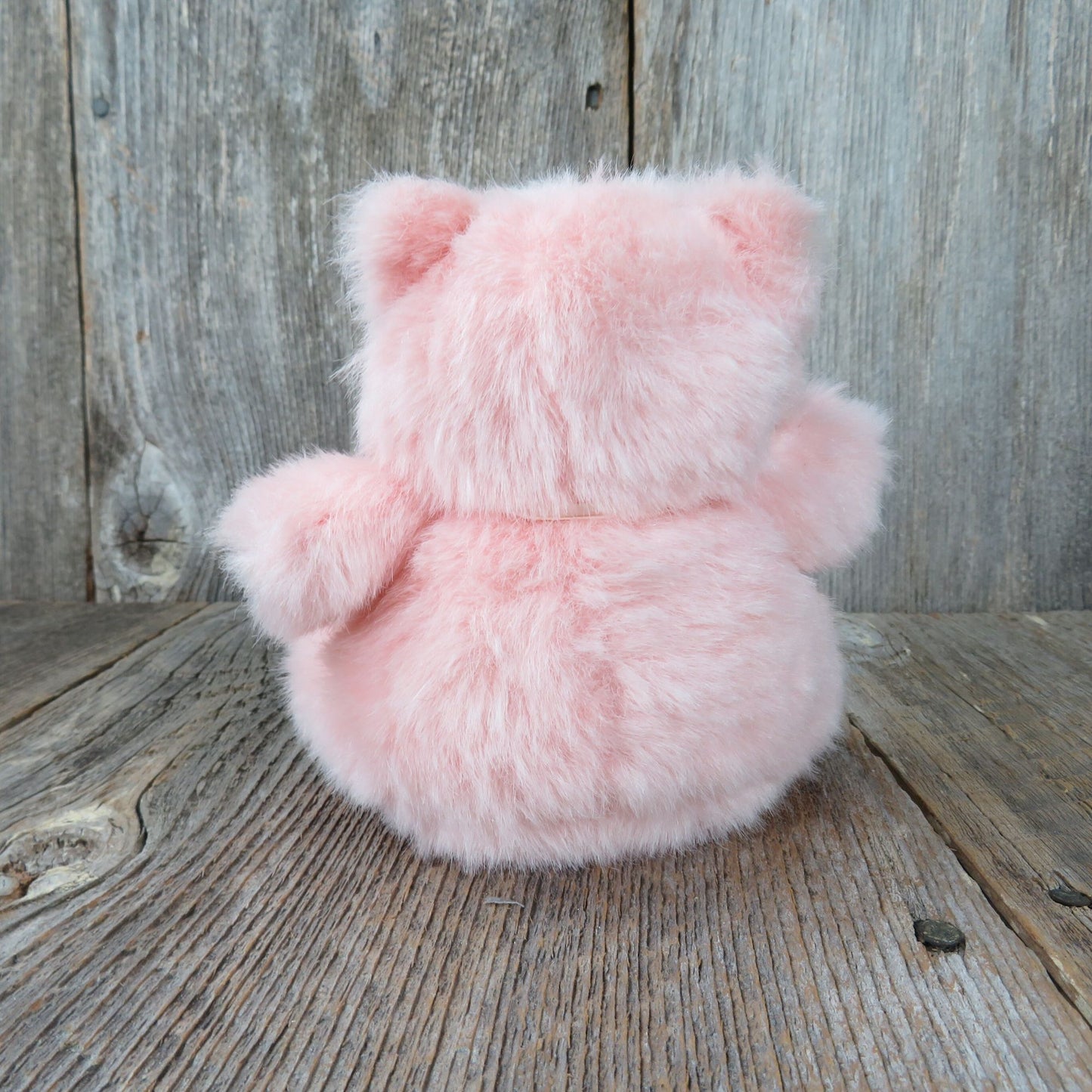 Pink Pig Plush Small Fluffy Bow Stuffed Animal Pink Vintage Hog